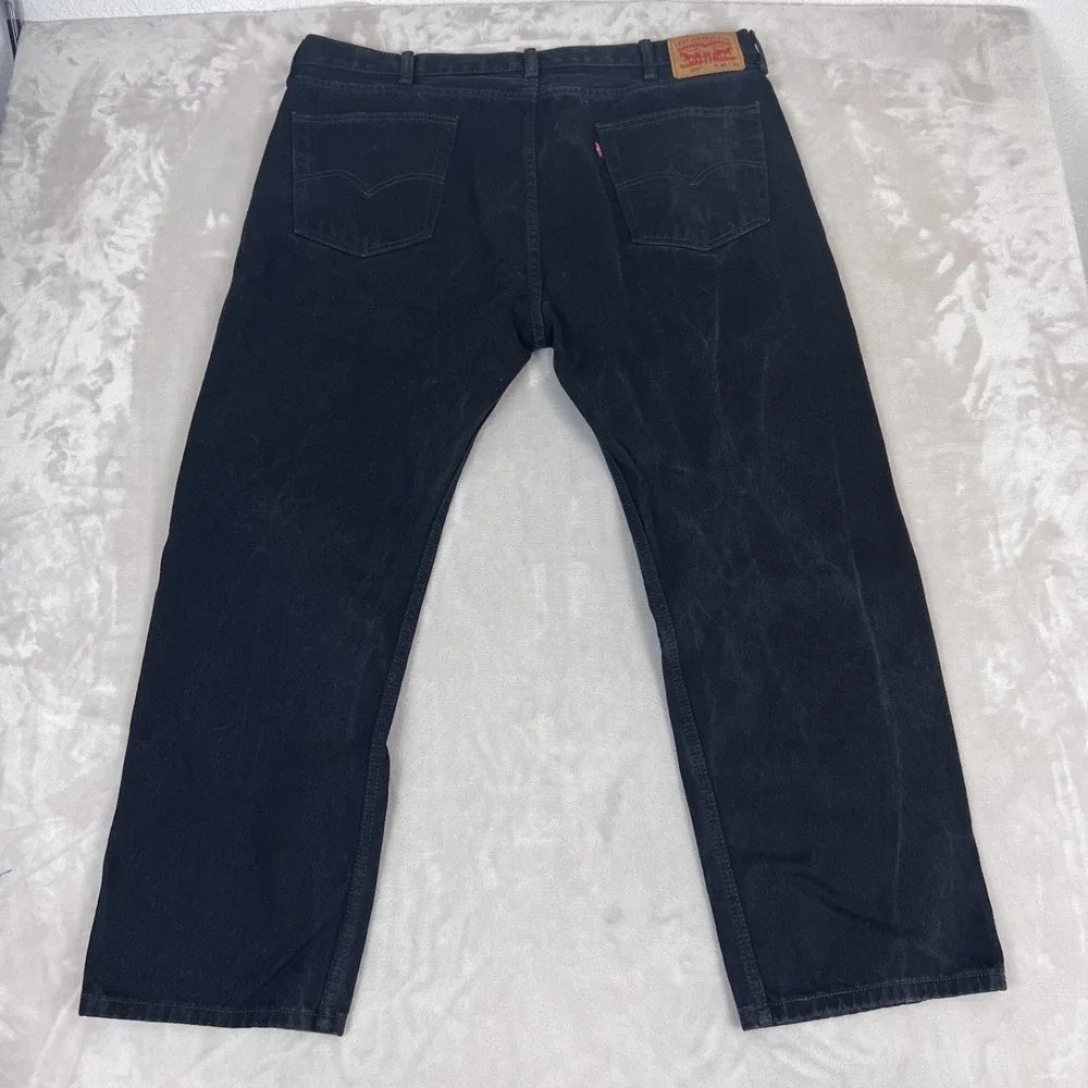 Levis 505 Jeans Mens 44x30 Black Faded Straight Leg Workwear Americana Grunge